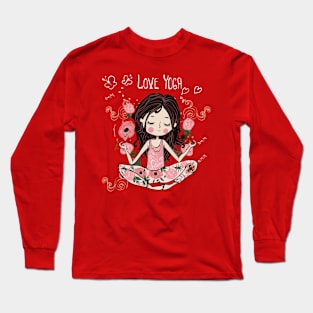 Cute Cartoon Flower Yoga Girl Long Sleeve T-Shirt